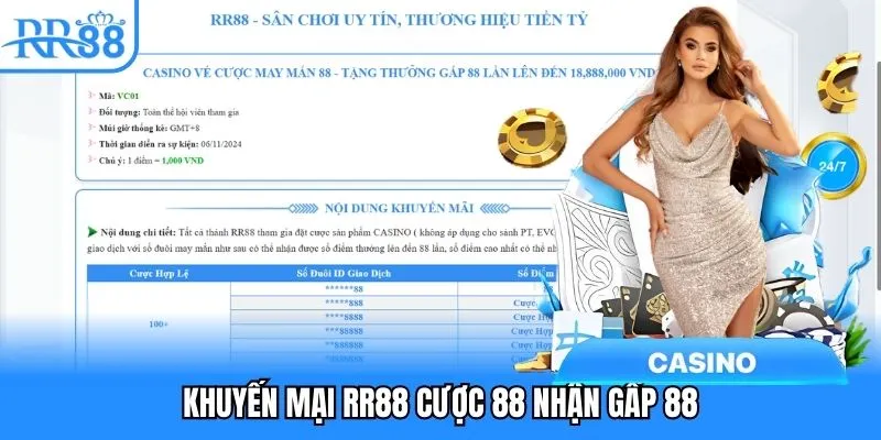 Khuyến mại RR88 cược 88 nhận gấp 88 lần